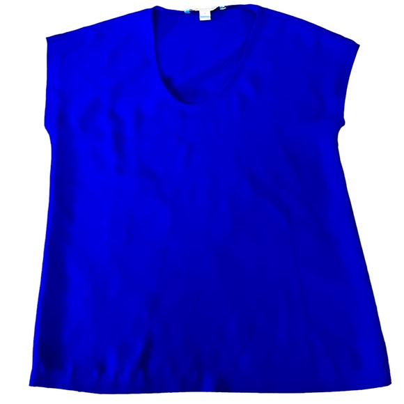 Diane Von Furstenberg Royal Blue Shell scoop Neck Blouse - Picture 1 of 4